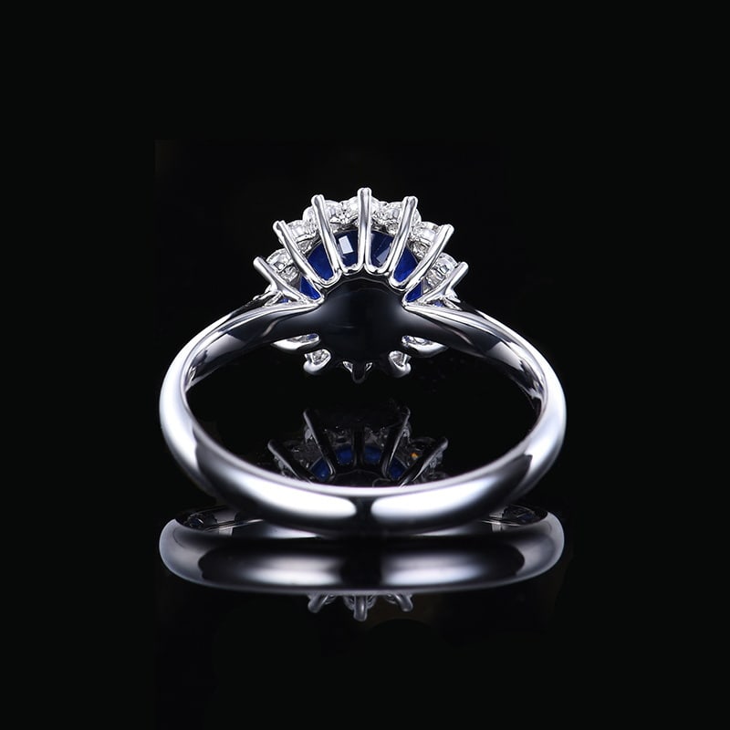 14k Gold 1.97 Ctw Vivid Blue Natural Sapphire & Diamond Ring - 6