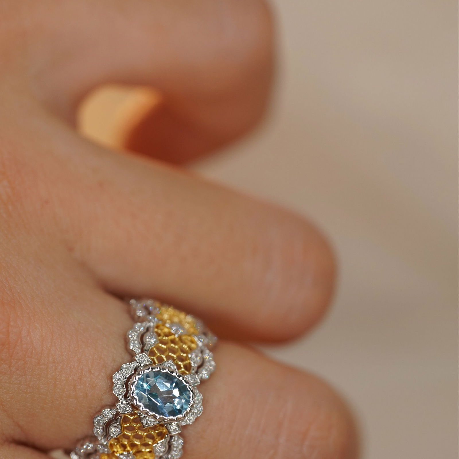 14k Gold 1.28 Ctw Natural Aquamarine & Diamond Ring - 2