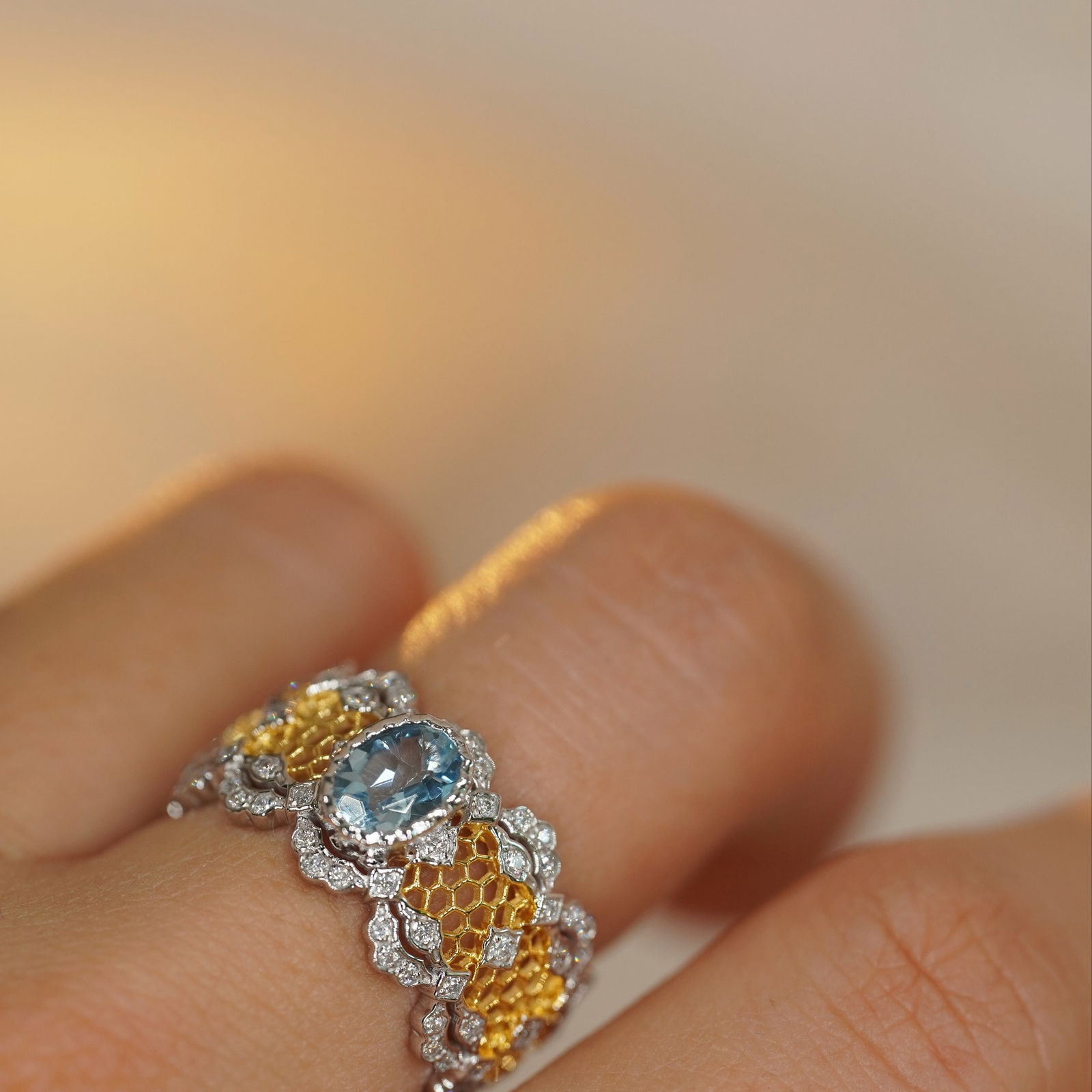 14k Gold 1.28 Ctw Natural Aquamarine & Diamond Ring - 3