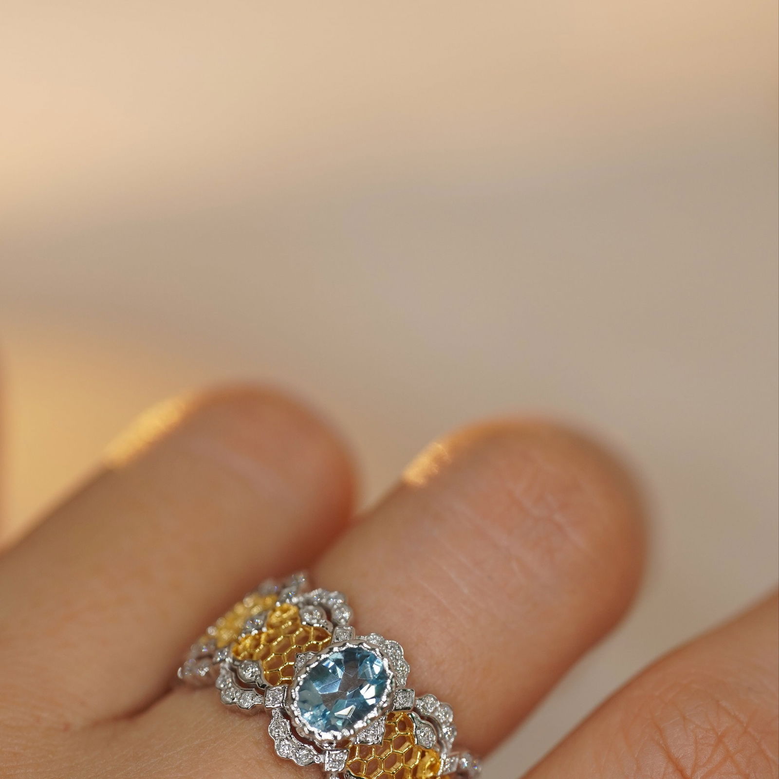 14k Gold 1.28 Ctw Natural Aquamarine & Diamond Ring - 4