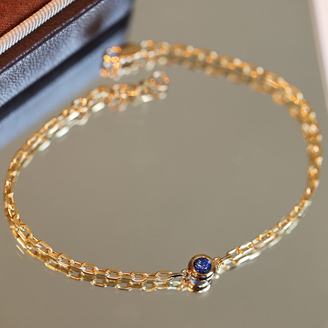 14k Gold 0.25 Ct Natural Sapphire Bracelet - 4