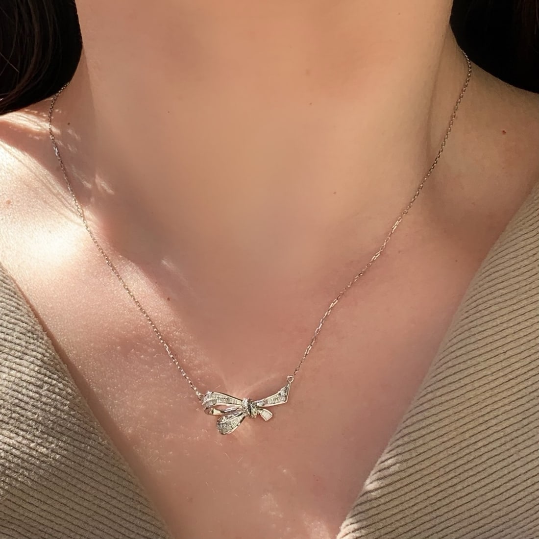 14k Gold 0.26 Ct Natural H Diamond Necklace - 4