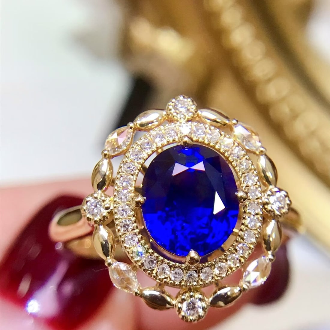 14k Gold 1.99 Ctw Natural Sapphire & Diamond Ring - 2