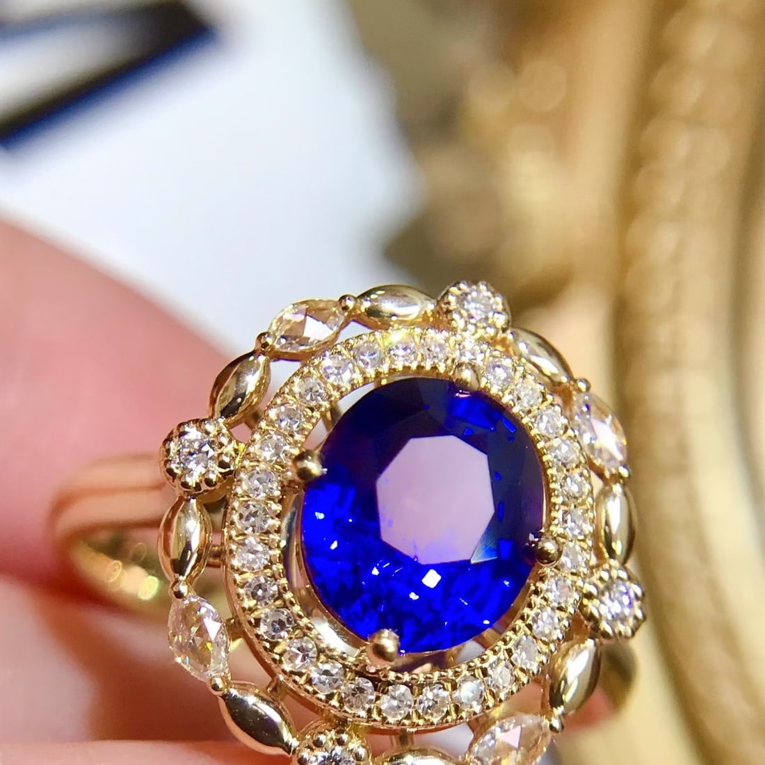 14k Gold 1.99 Ctw Natural Sapphire & Diamond Ring - 3