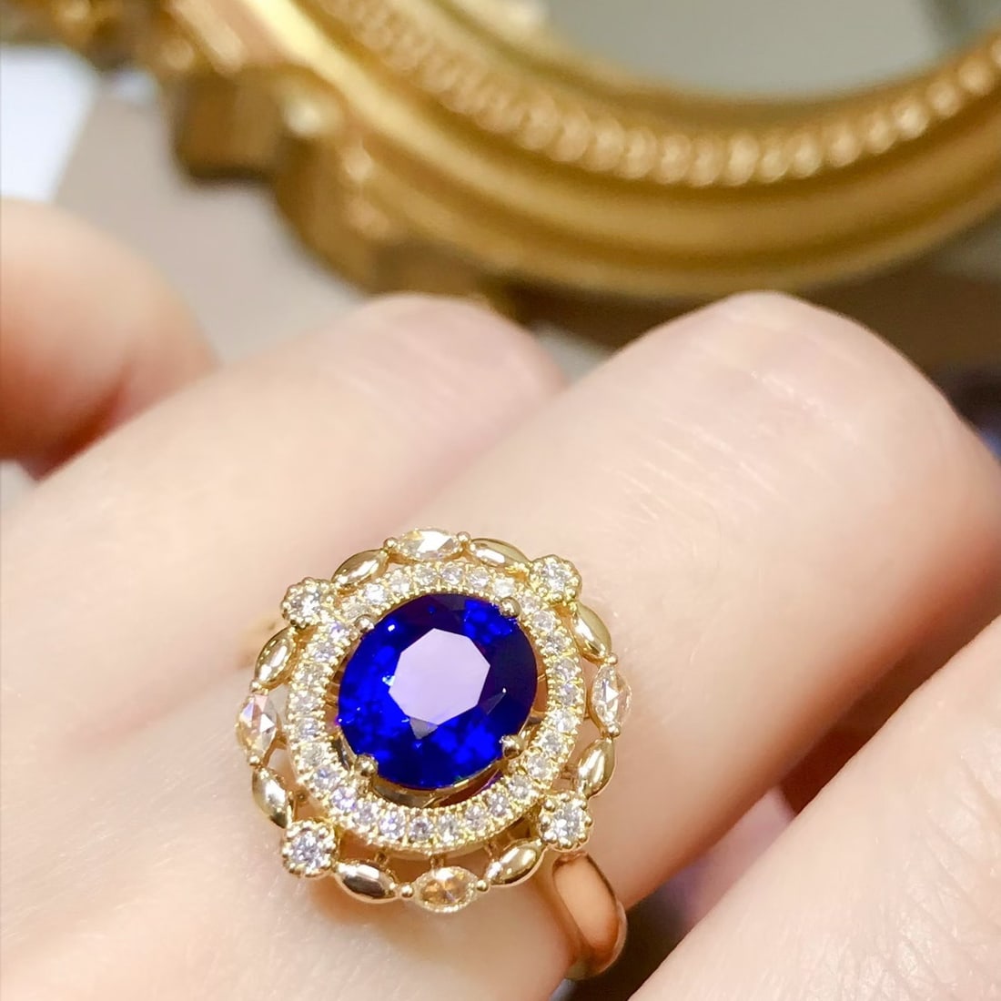 14k Gold 1.99 Ctw Natural Sapphire & Diamond Ring - 5