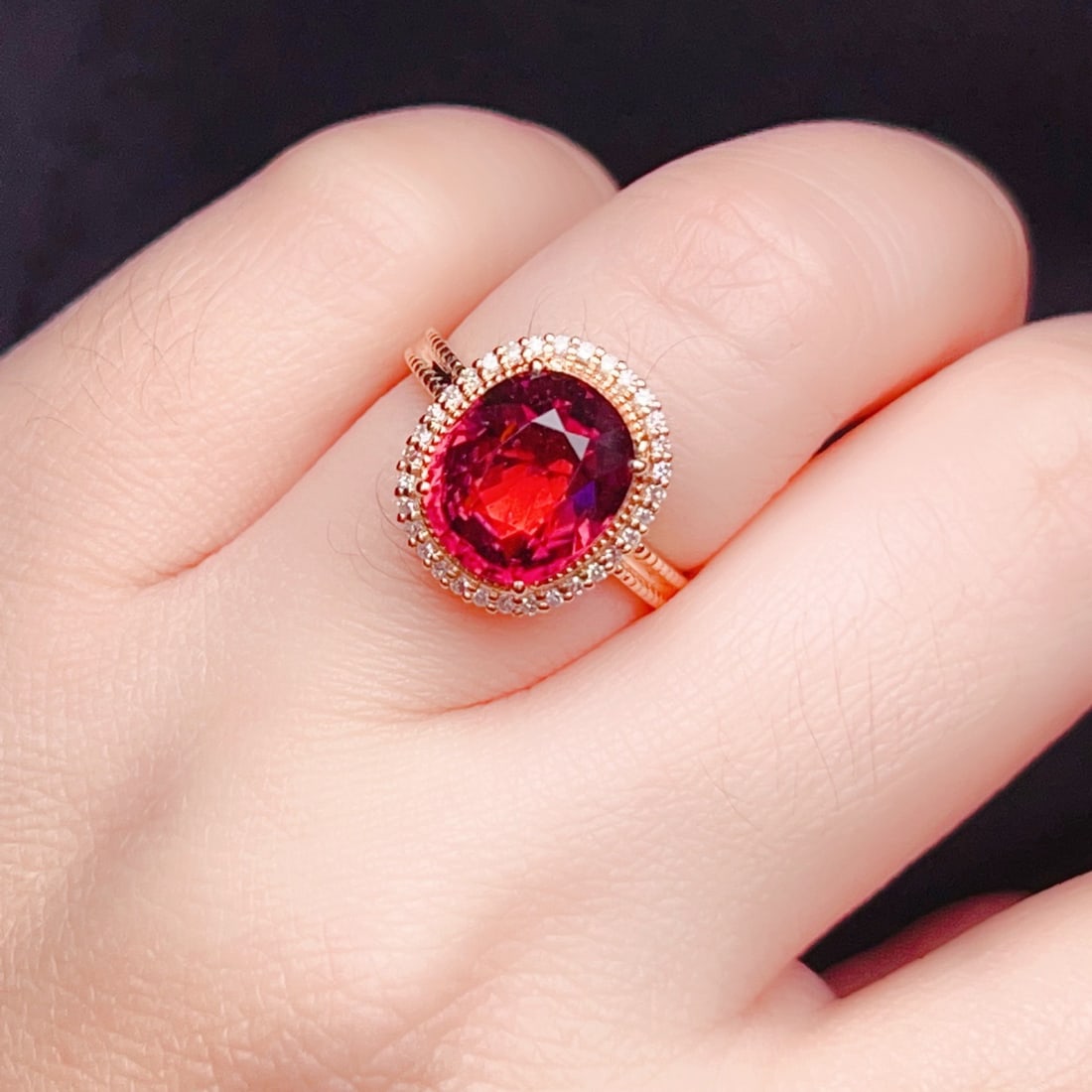 14k Gold 4.25 Ct Natural Tourmaline & Diamond Ring - 9