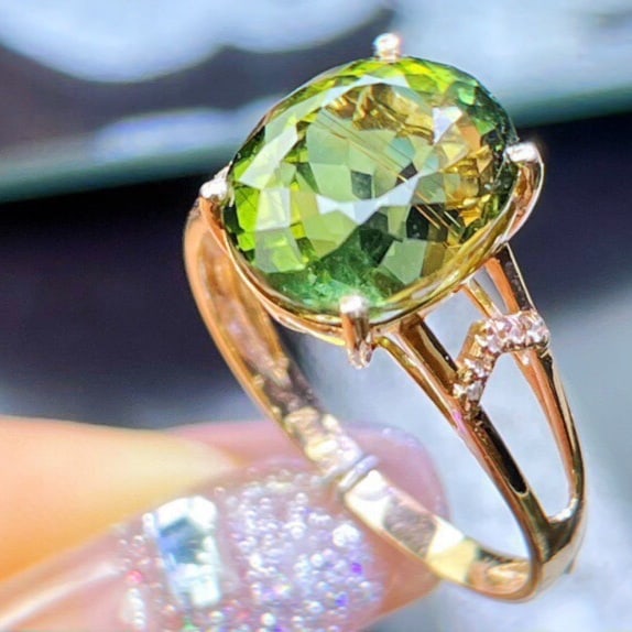 14k Gold 5.93 Ct Natural Tourmaline & Diamond Ring - 4