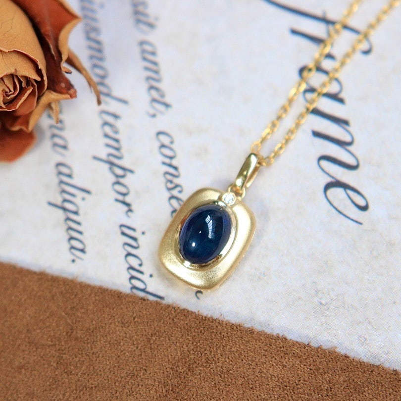 14k Gold 1.65 Ct Natural Sapphire & Diamond Pendant( Without Chain ) - 3