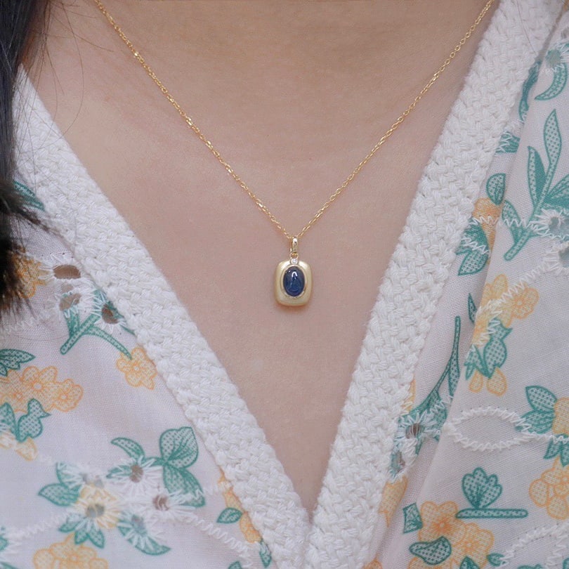 14k Gold 1.65 Ct Natural Sapphire & Diamond Pendant( Without Chain ) - 5