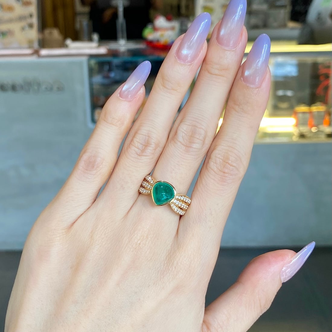 14k Gold 3.28 Ctw Natural Emerald & Diamond Ring - 6