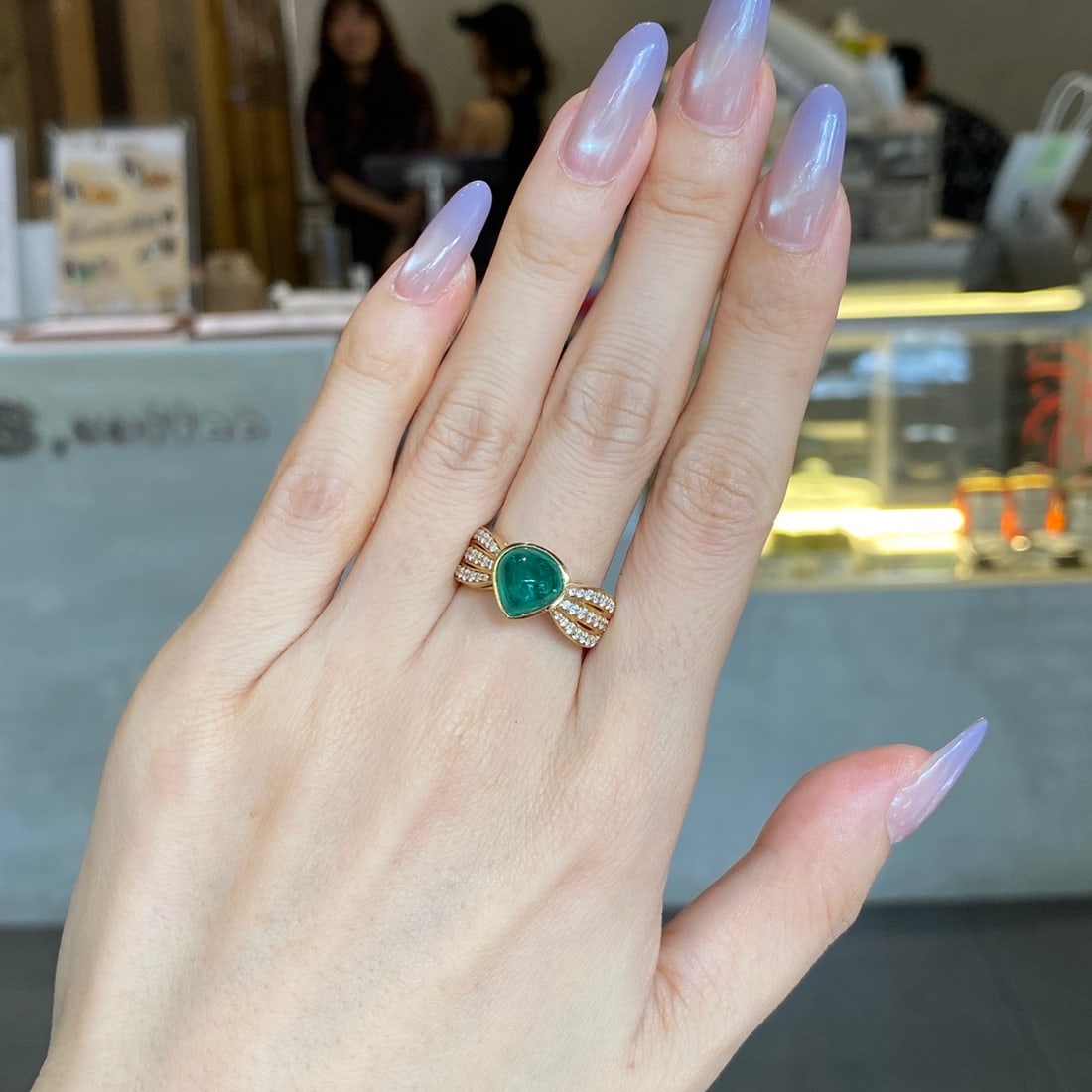 14k Gold 3.28 Ctw Natural Emerald & Diamond Ring - 7