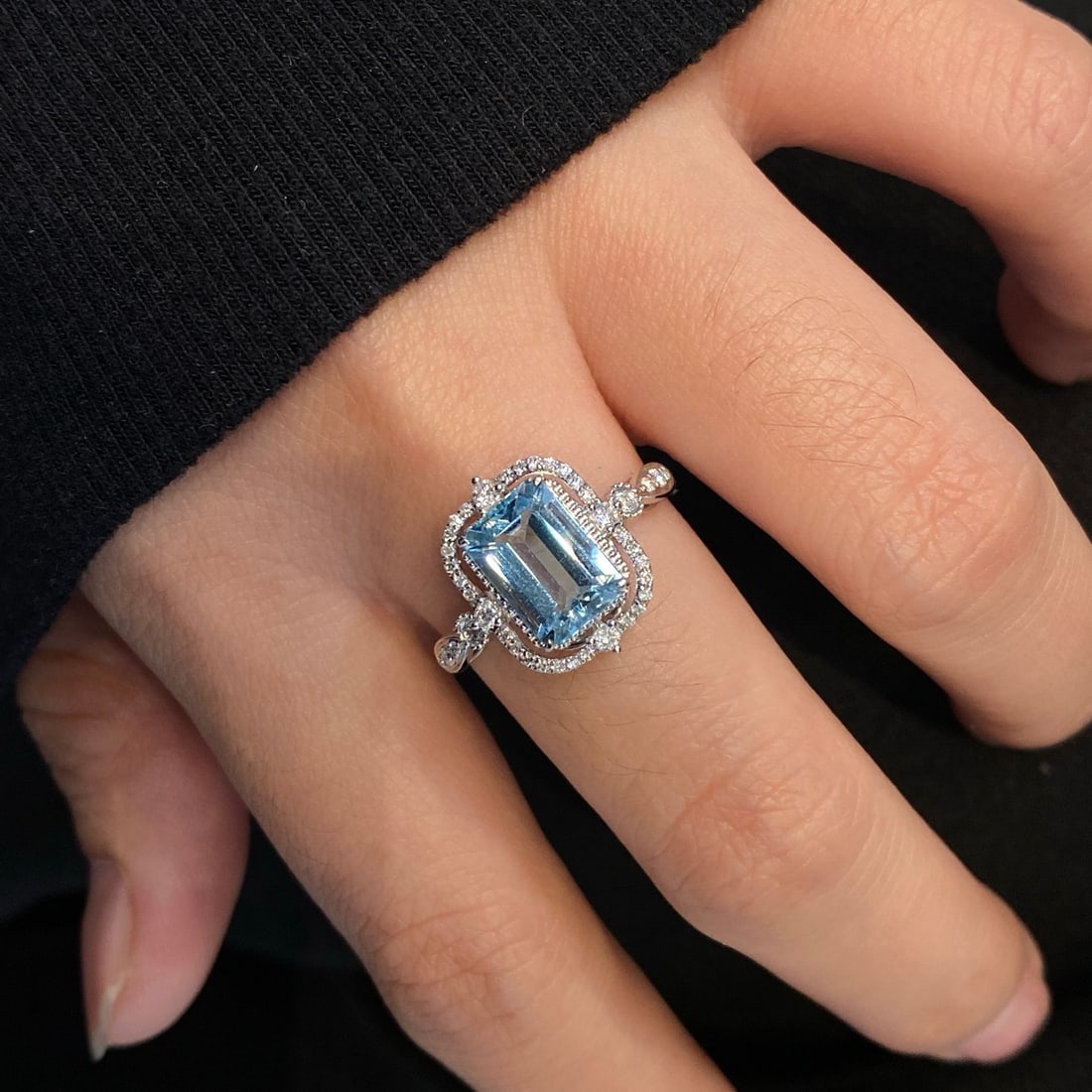 14k Gold 1.94 Ctw Natural Aquamarine & Diamond Ring - 3