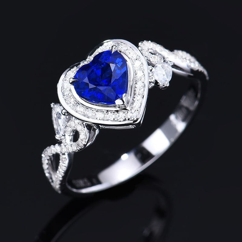 14k Gold 1.37 Ctw Vivid Blue Natural Sapphire & Diamond Ring - 2