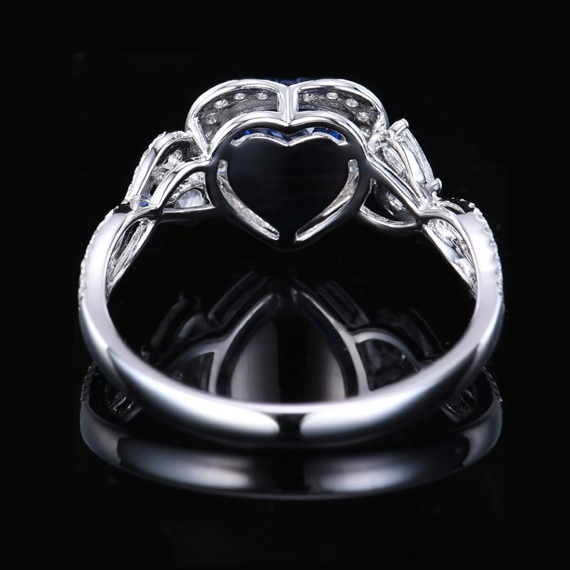 14k Gold 1.37 Ctw Vivid Blue Natural Sapphire & Diamond Ring - 5