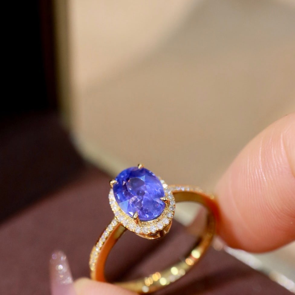 14k Gold 2.22 Ctw Natural Sapphire & Diamond Ring - 5