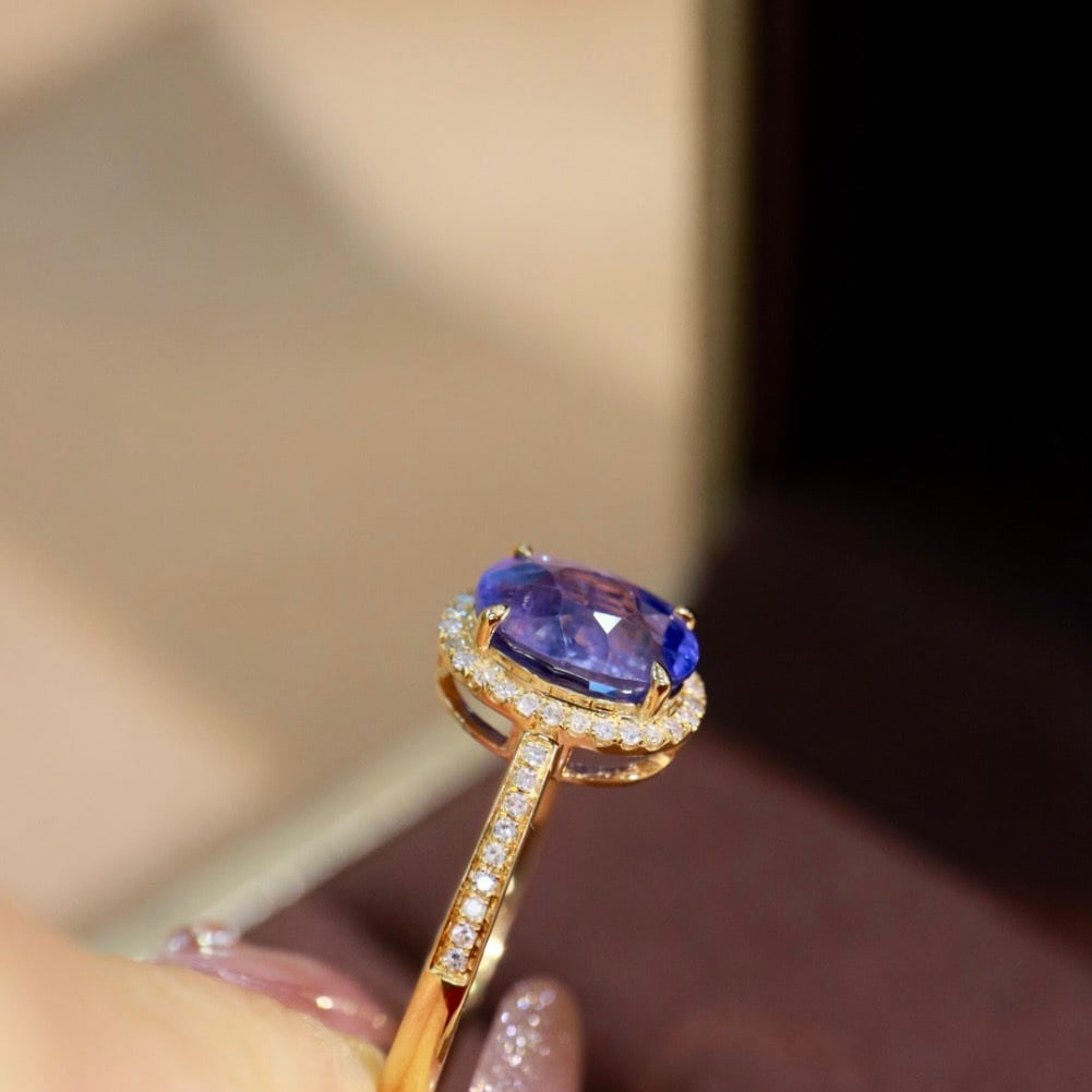 14k Gold 2.22 Ctw Natural Sapphire & Diamond Ring - 6