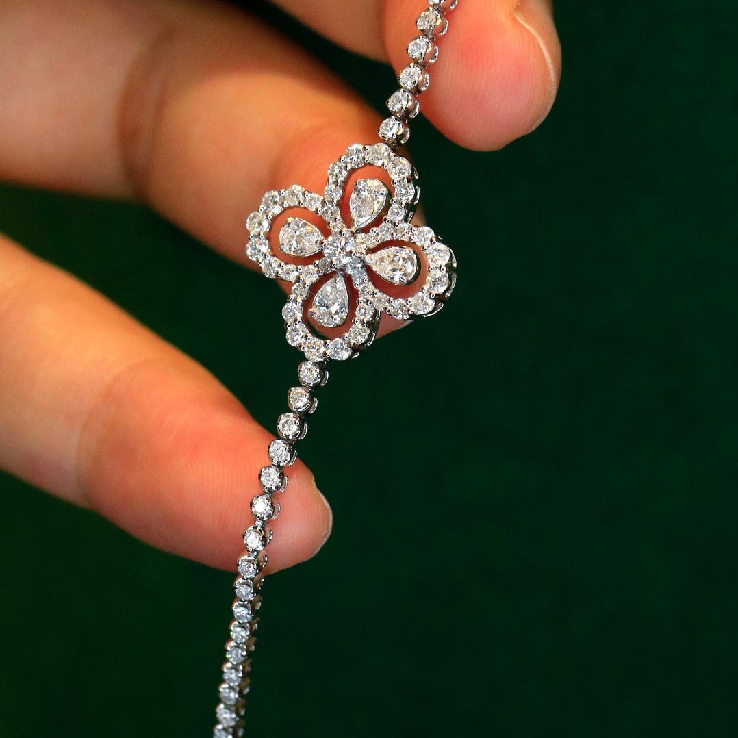 14k Gold 2.05 Ct Natural H Diamond Bracelet - 2