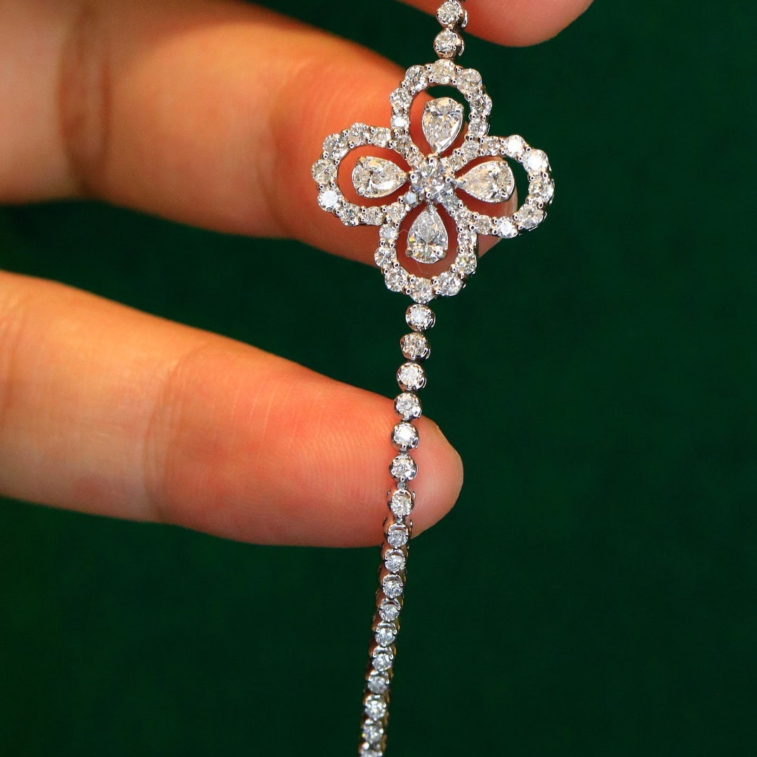 14k Gold 2.05 Ct Natural H Diamond Bracelet - 3