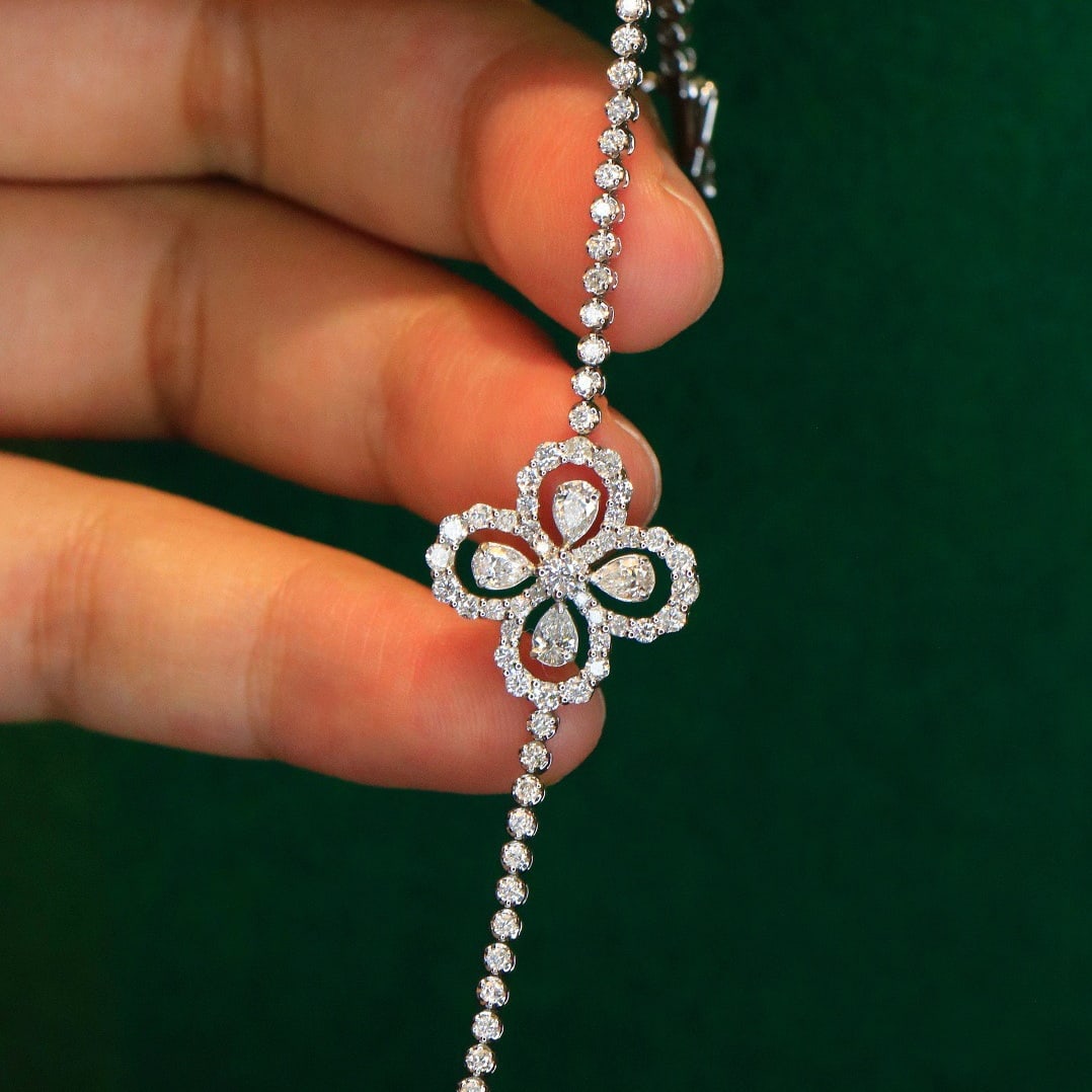 14k Gold 2.05 Ct Natural H Diamond Bracelet - 4