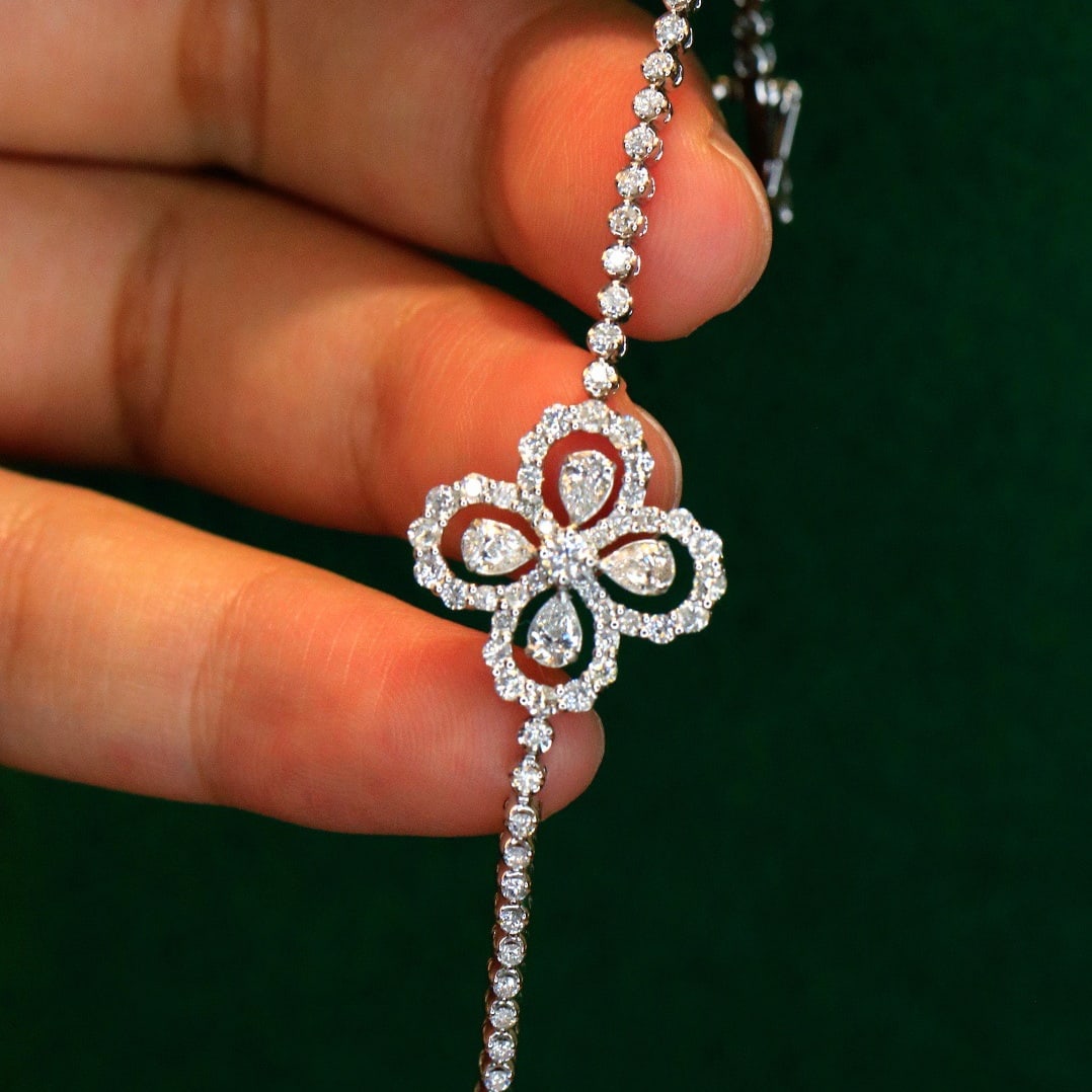 14k Gold 2.05 Ct Natural H Diamond Bracelet - 5