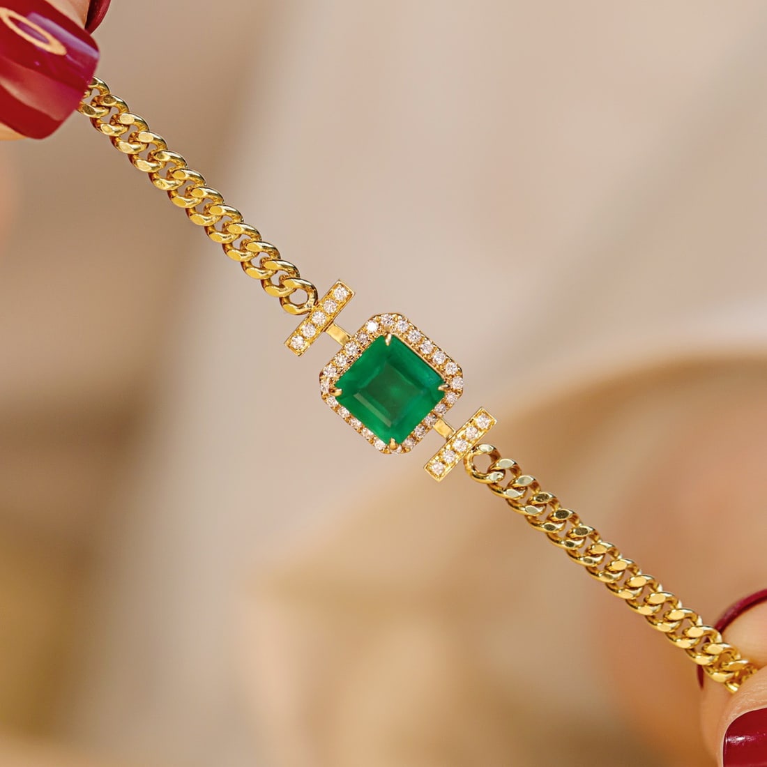 14k Gold 1.93 Ctw Vivid Green Natural Emerald & Diamond Necklace - 3