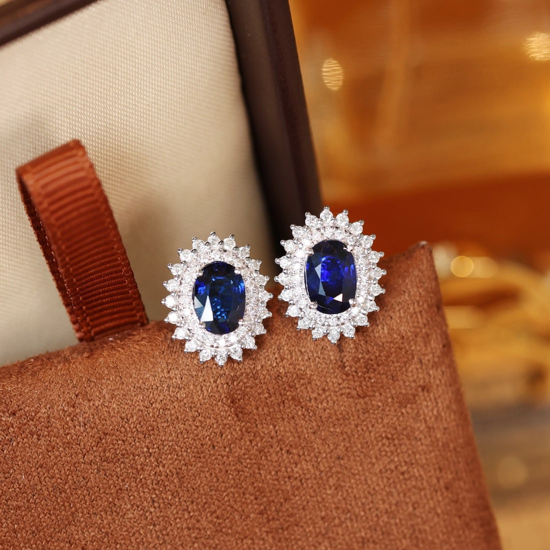 14k Gold 2.51 Ctw Natural Sapphire & Diamond Earrings - 2