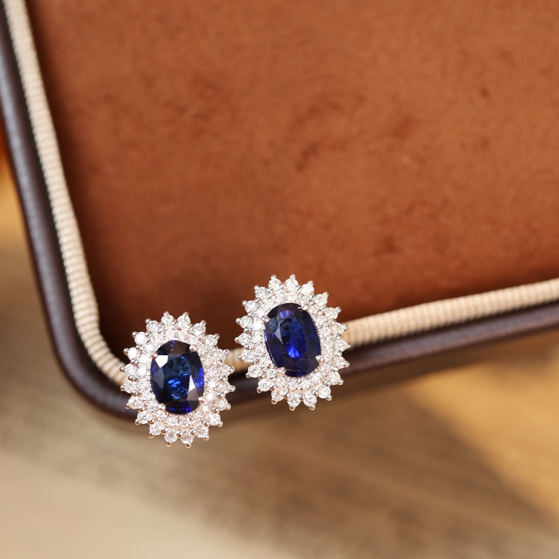 14k Gold 2.51 Ctw Natural Sapphire & Diamond Earrings - 3