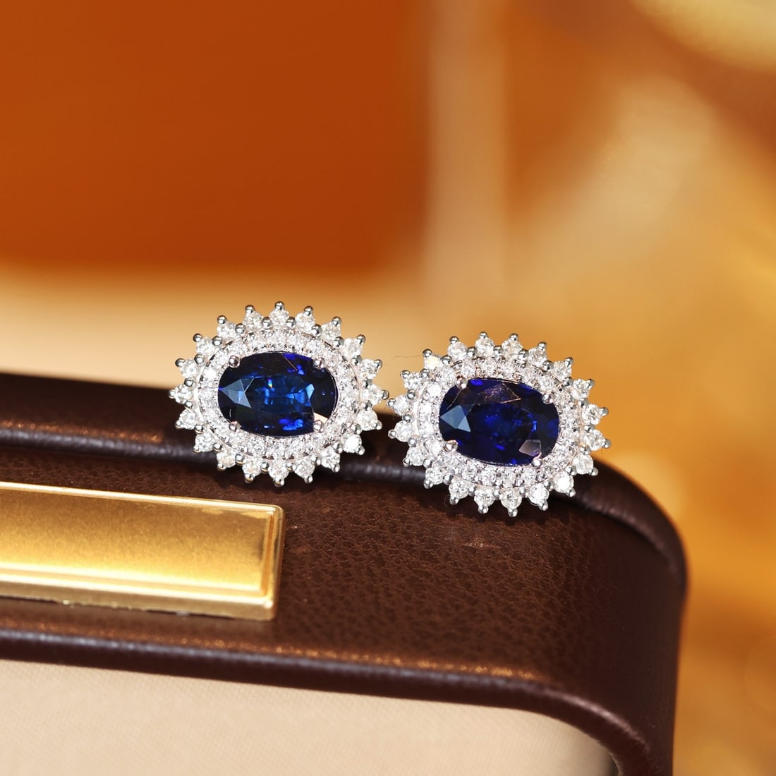 14k Gold 2.51 Ctw Natural Sapphire & Diamond Earrings - 4