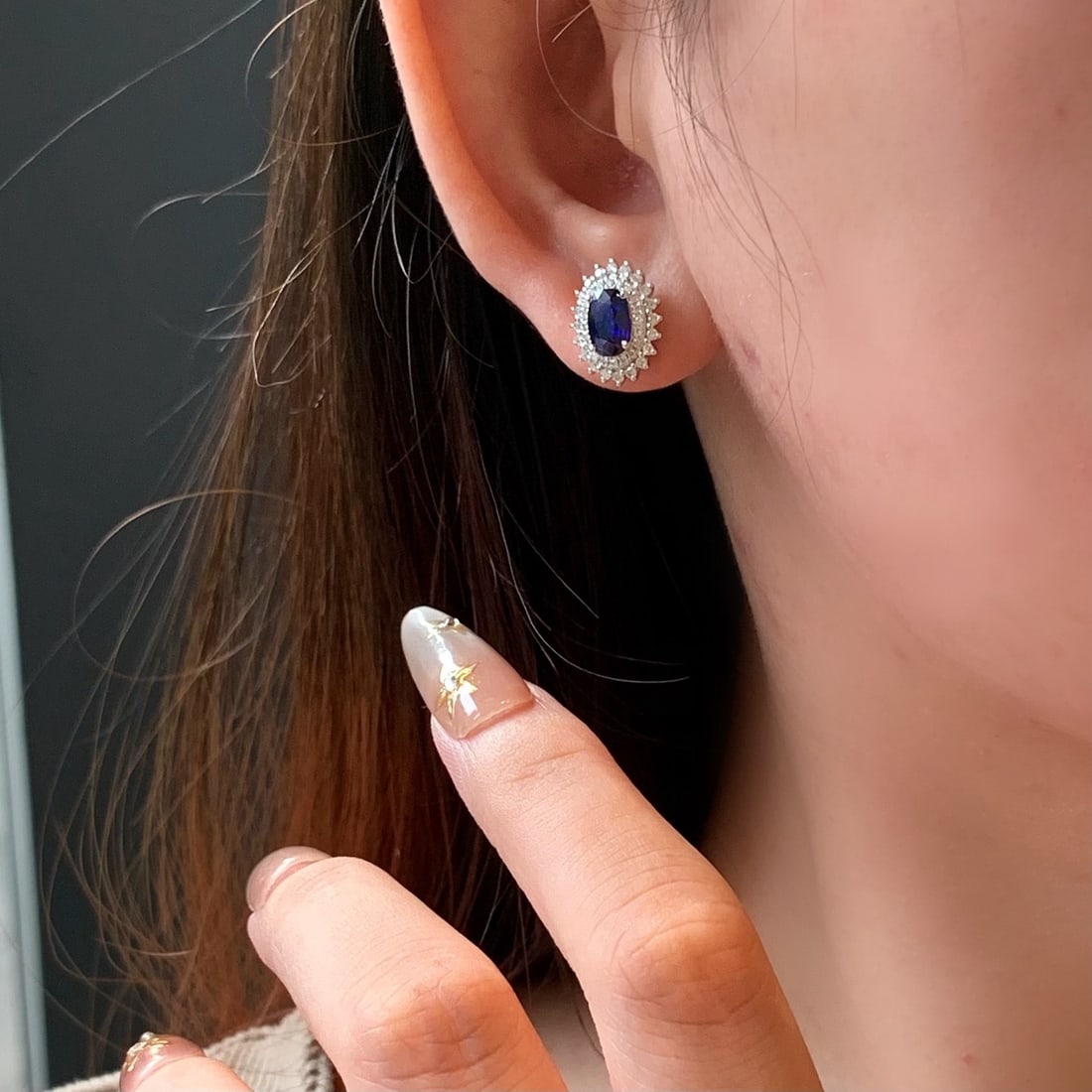 14k Gold 2.51 Ctw Natural Sapphire & Diamond Earrings - 5