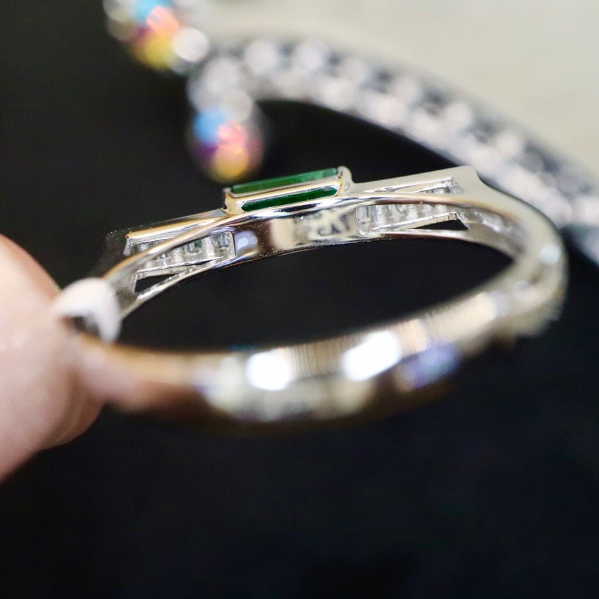 14k Gold 0.69 Ctw Vivid Green Natural Emerald & Diamond Ring - 4