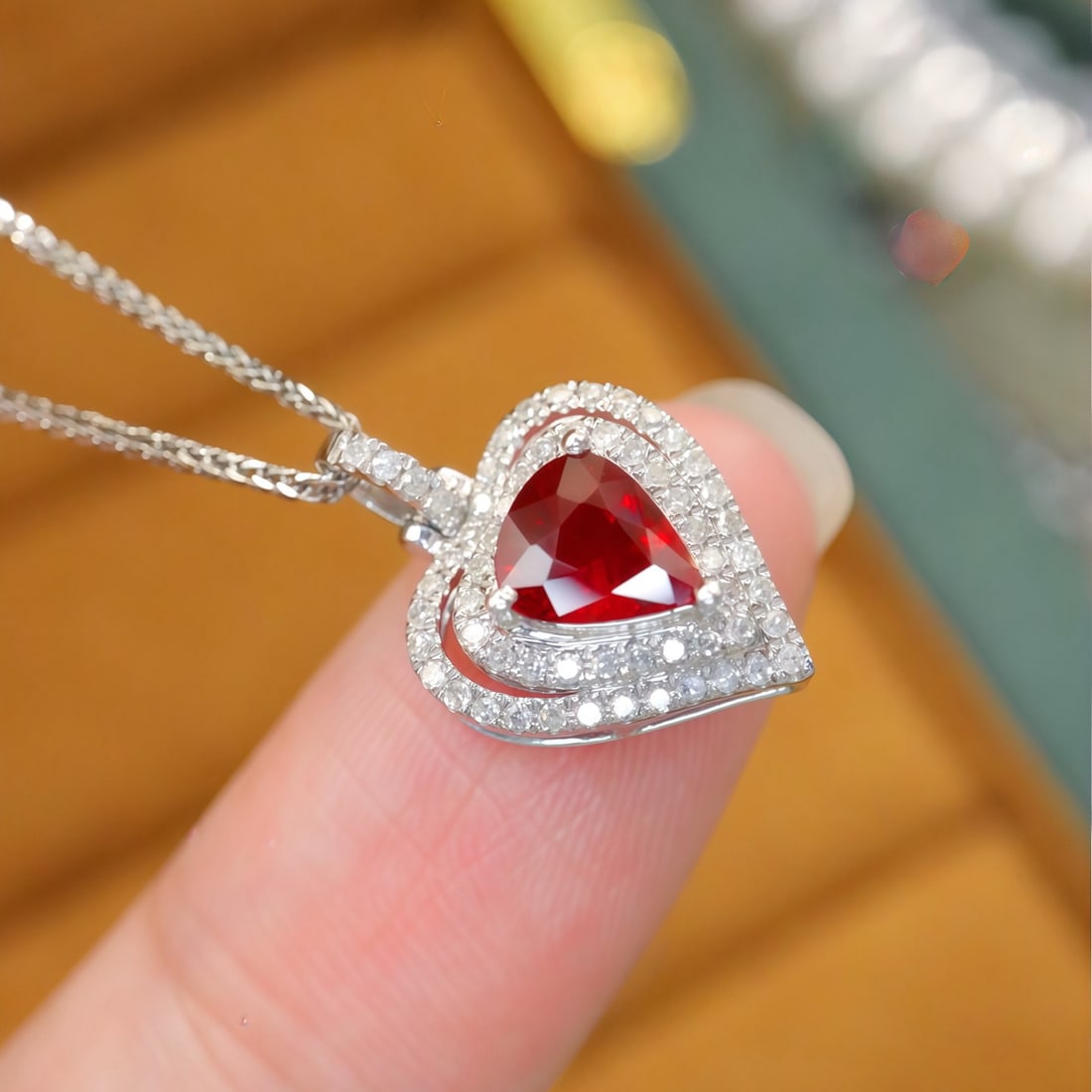 14k Gold 0.81 Ctw Natural Ruby & Diamond Pendant( Without Chain ) - 3