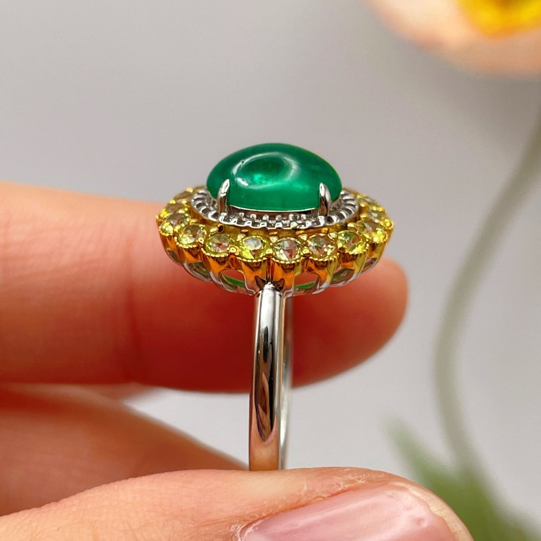 14k Gold 2.56 Ctw Natural Emerald & Sapphire Ring - 4