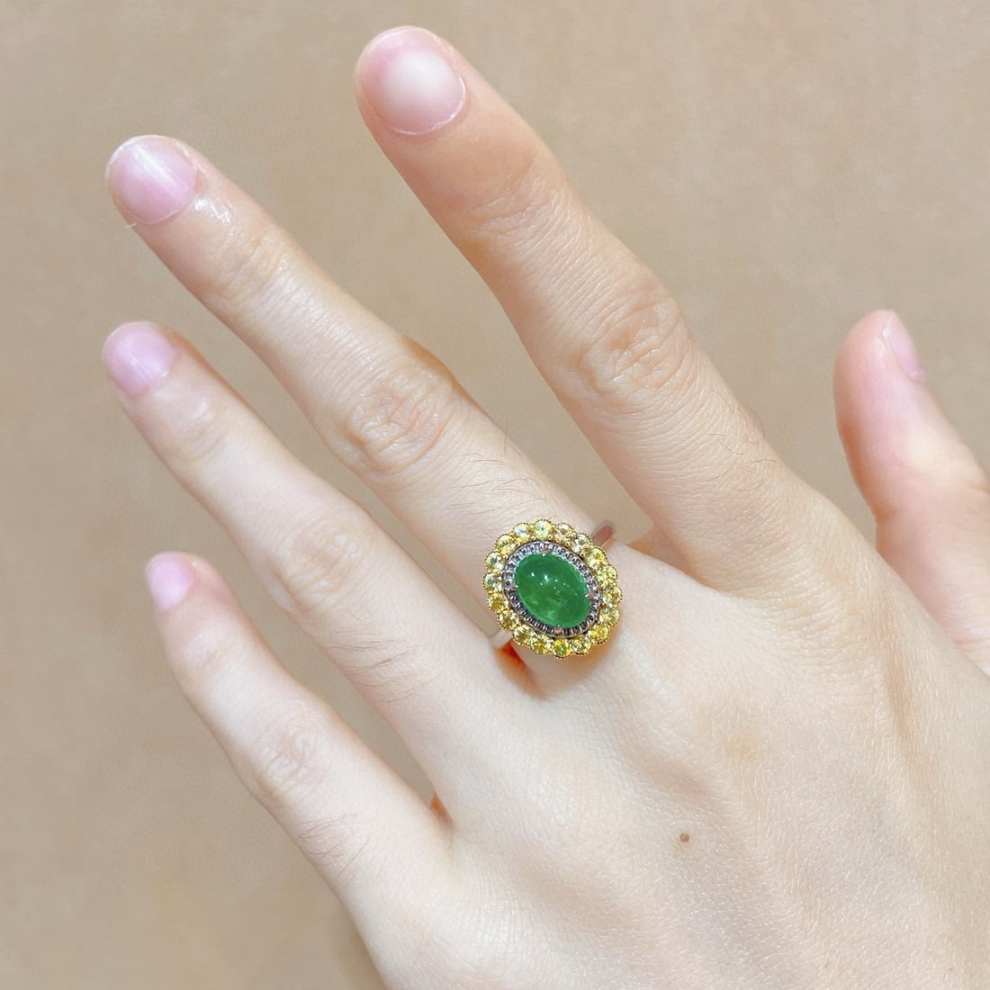 14k Gold 2.56 Ctw Natural Emerald & Sapphire Ring - 6
