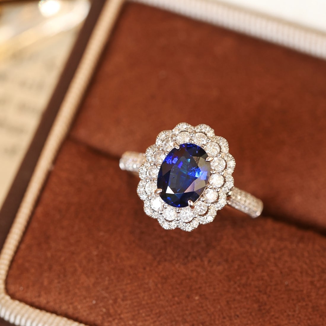 14k Gold 2.43 Ctw Vivid Blue Natural Sapphire & Diamond Ring/pendant( Without Chain ) - 3
