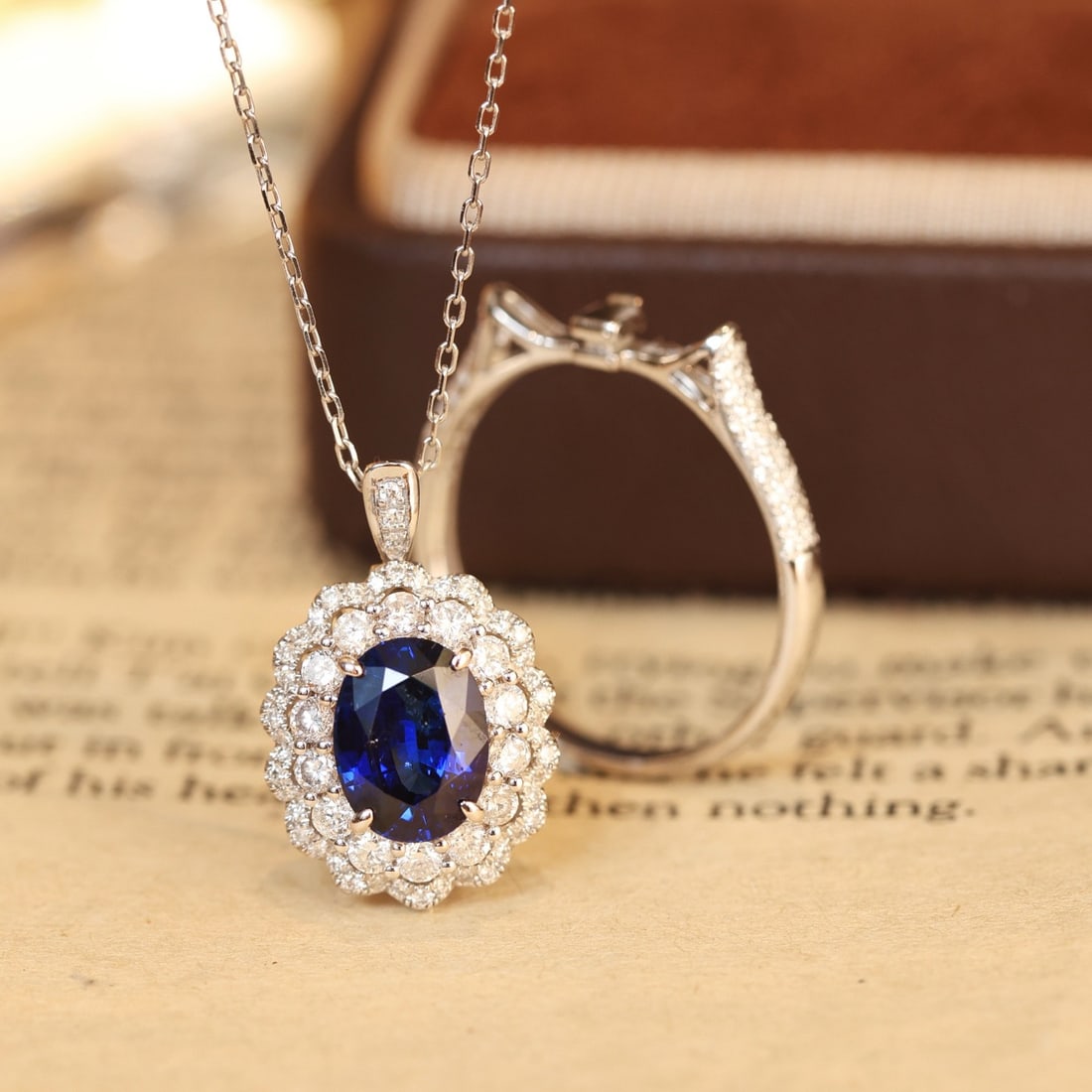 14k Gold 2.43 Ctw Vivid Blue Natural Sapphire & Diamond Ring/pendant( Without Chain ) - 4