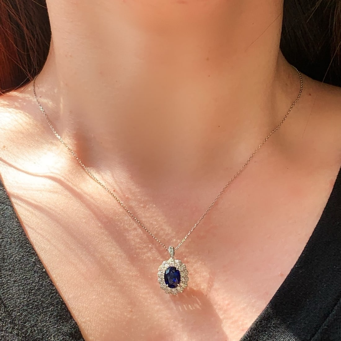 14k Gold 2.43 Ctw Vivid Blue Natural Sapphire & Diamond Ring/pendant( Without Chain ) - 8