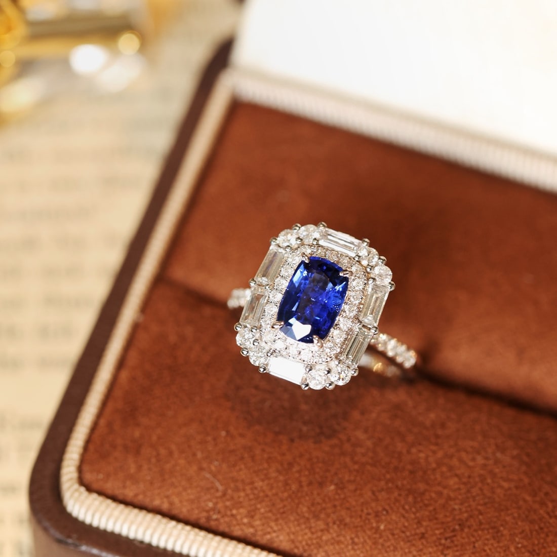 14k Gold 2.98 Ctw Vivid Blue Natural Sapphire & Diamond Ring/pendant( Without Chain ) - 2