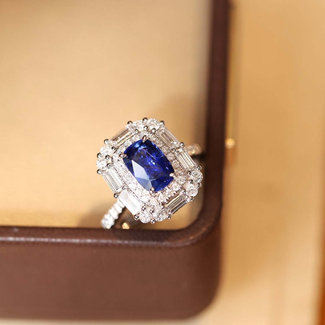 14k Gold 2.98 Ctw Vivid Blue Natural Sapphire & Diamond Ring/pendant( Without Chain ) - 3