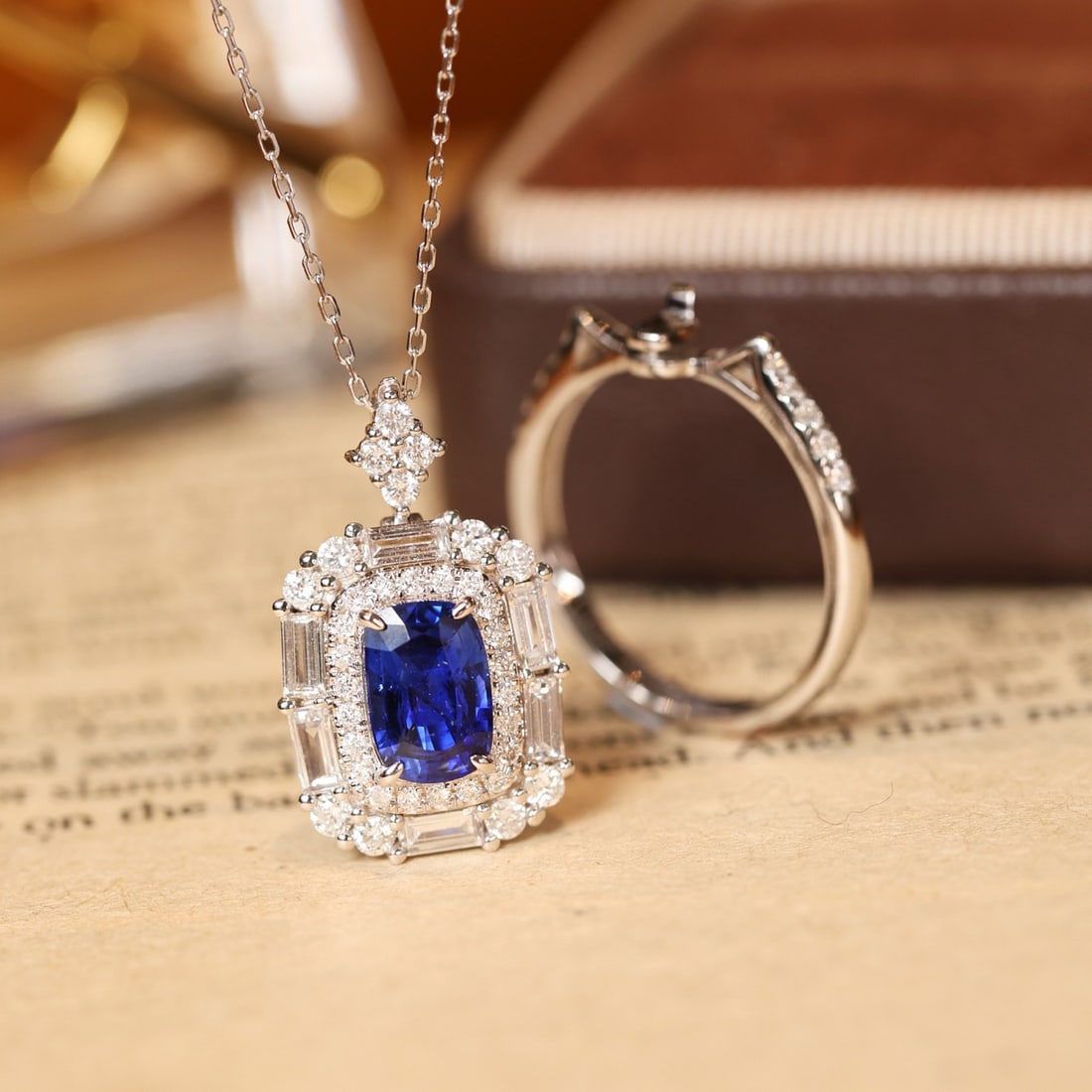 14k Gold 2.98 Ctw Vivid Blue Natural Sapphire & Diamond Ring/pendant( Without Chain ) - 4