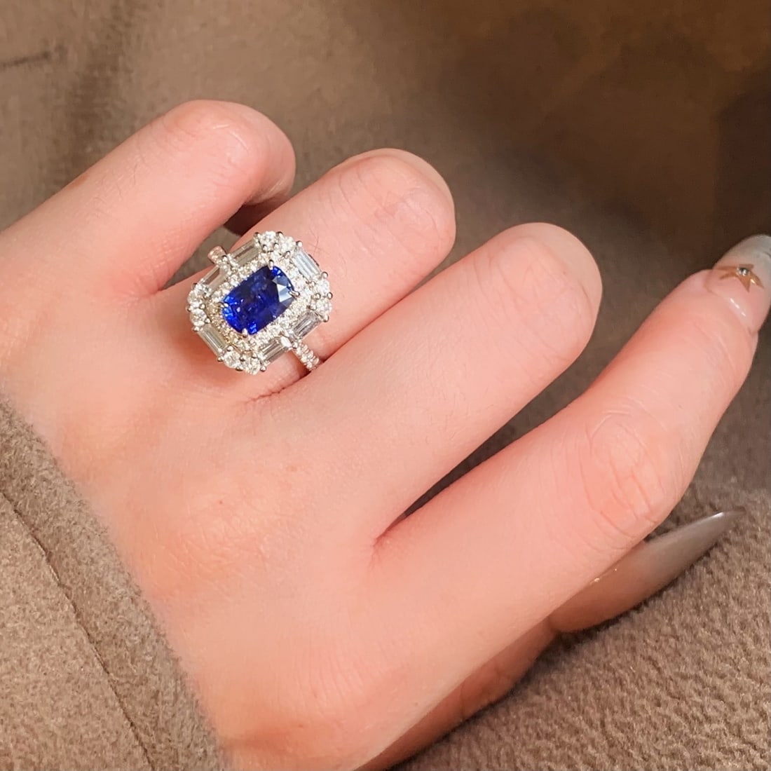 14k Gold 2.98 Ctw Vivid Blue Natural Sapphire & Diamond Ring/pendant( Without Chain ) - 6