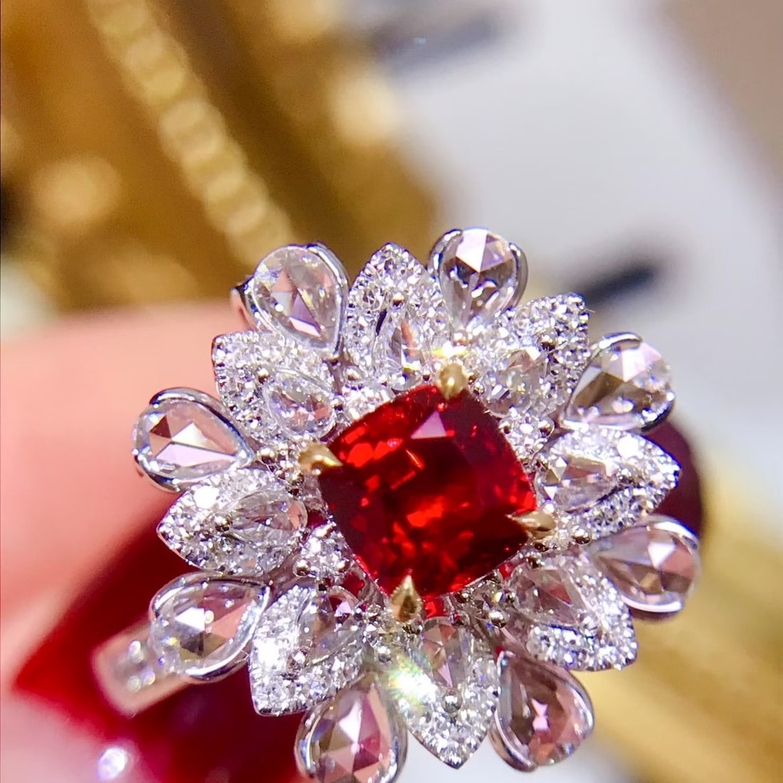 14k Gold 1.88 Ctw Vivid Red Natural Ruby & Diamond Ring/pendant( Without Chain ) - 2