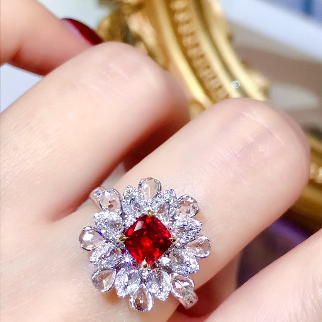 14k Gold 1.88 Ctw Vivid Red Natural Ruby & Diamond Ring/pendant( Without Chain ) - 4