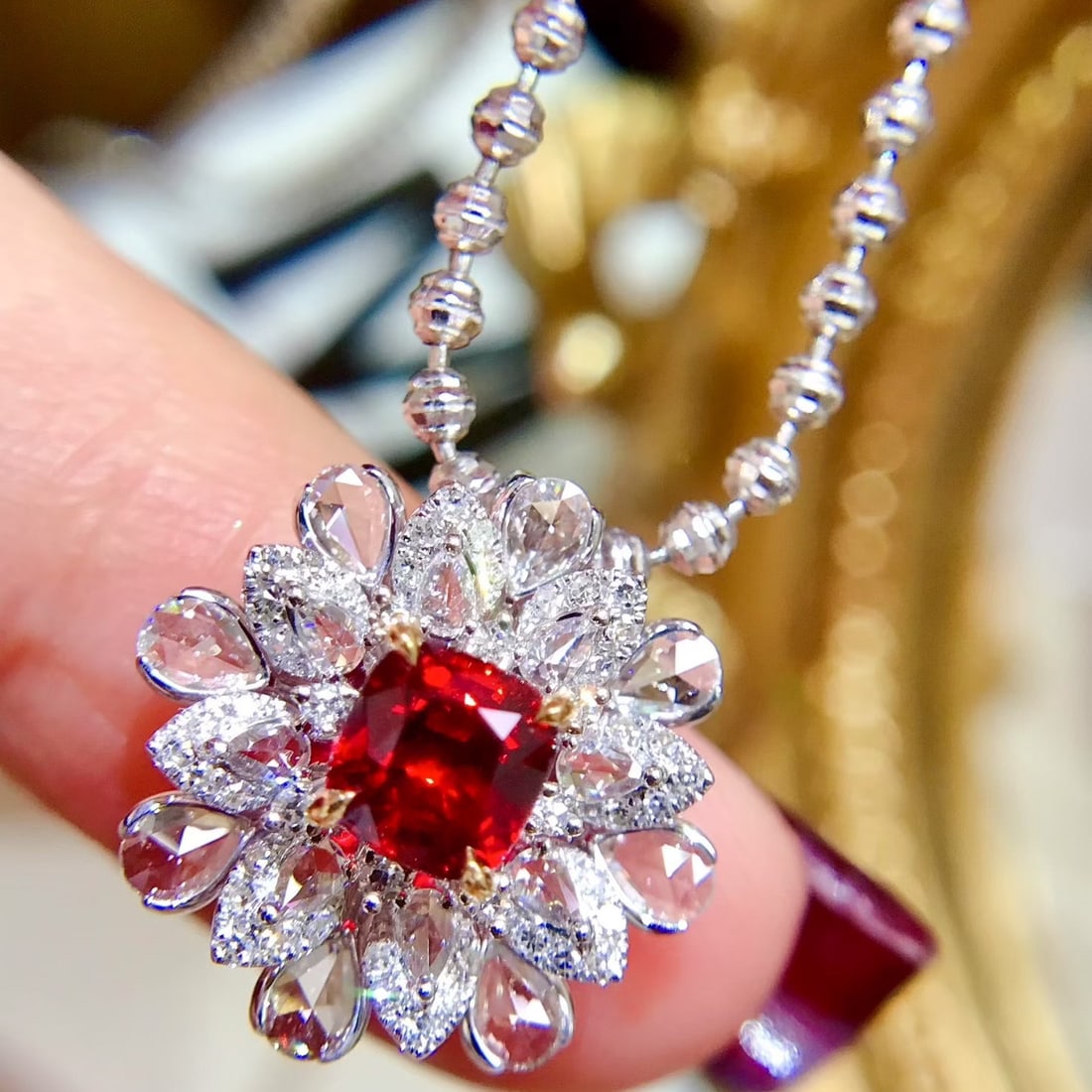 14k Gold 1.88 Ctw Vivid Red Natural Ruby & Diamond Ring/pendant( Without Chain ) - 6