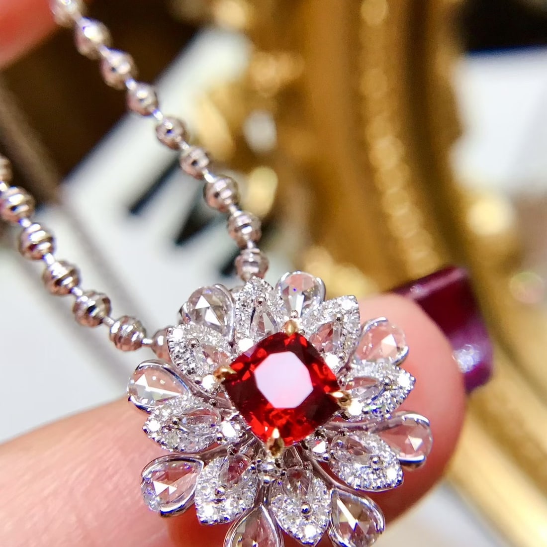 14k Gold 1.88 Ctw Vivid Red Natural Ruby & Diamond Ring/pendant( Without Chain ) - 8