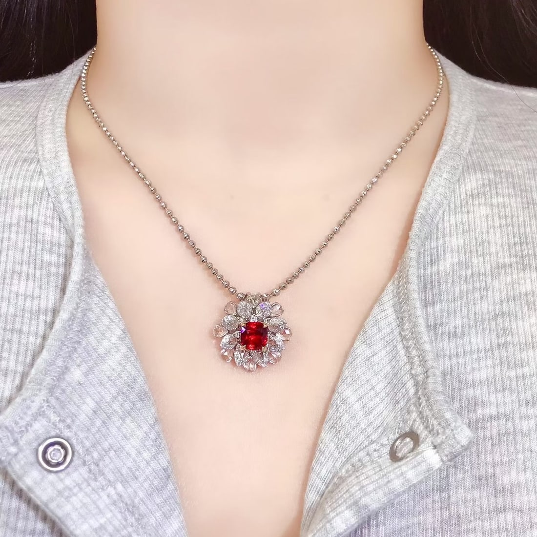 14k Gold 1.88 Ctw Vivid Red Natural Ruby & Diamond Ring/pendant( Without Chain ) - 9