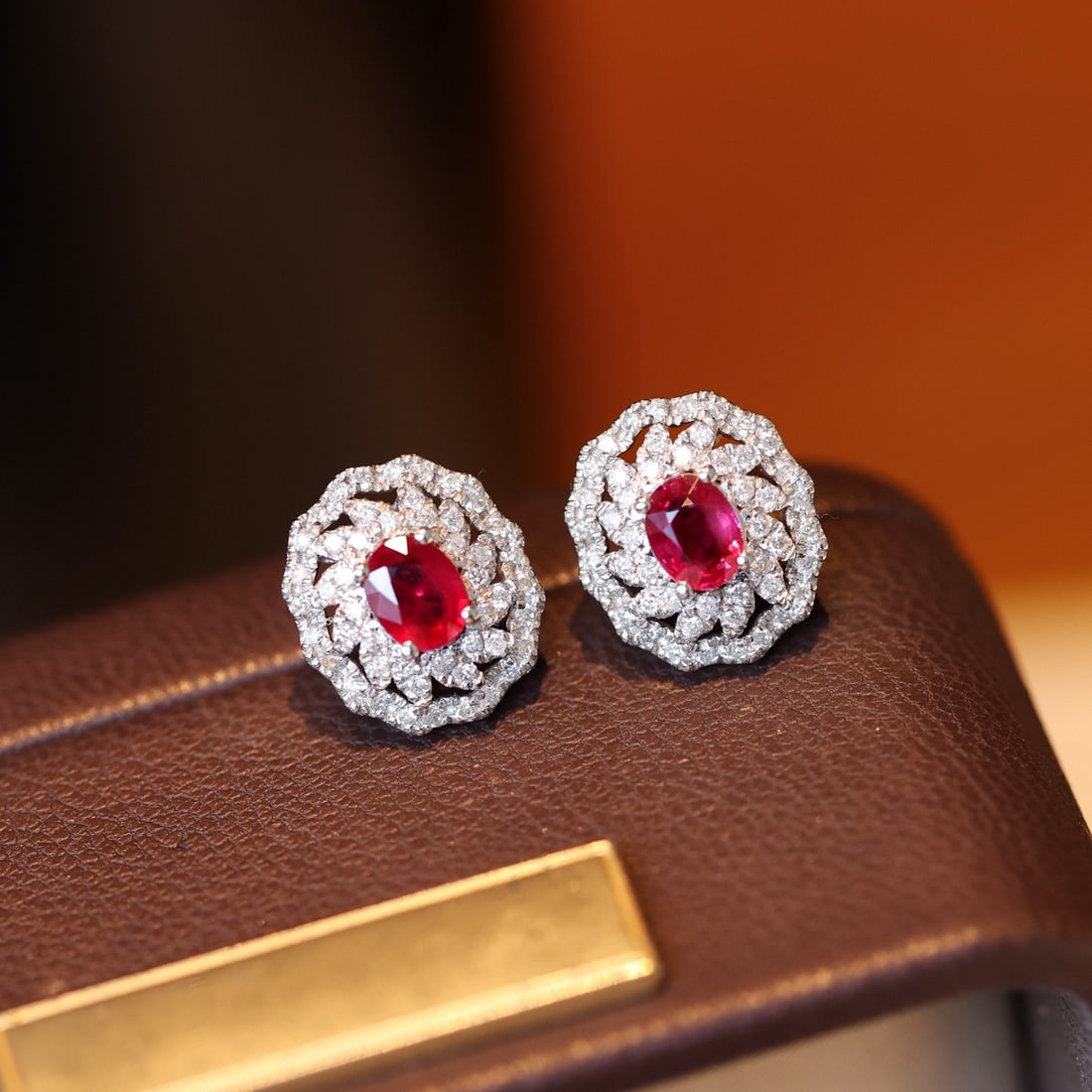 14k Gold 1.28 Ctw Natural Ruby & Diamond Earrings - 2