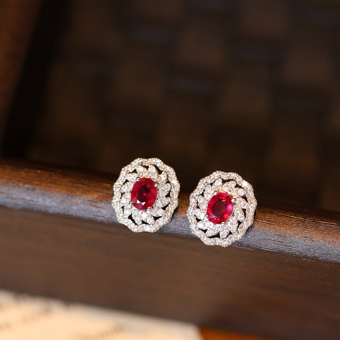14k Gold 1.28 Ctw Natural Ruby & Diamond Earrings - 3