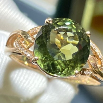 14k Gold 5.65 Ct Natural Tourmaline & Diamond Ring - 2