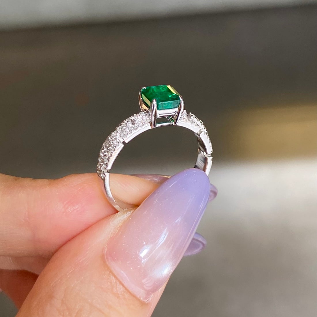 14k Gold 1.09 Ctw Vivid Green Natural Emerald & Diamond Ring - 8