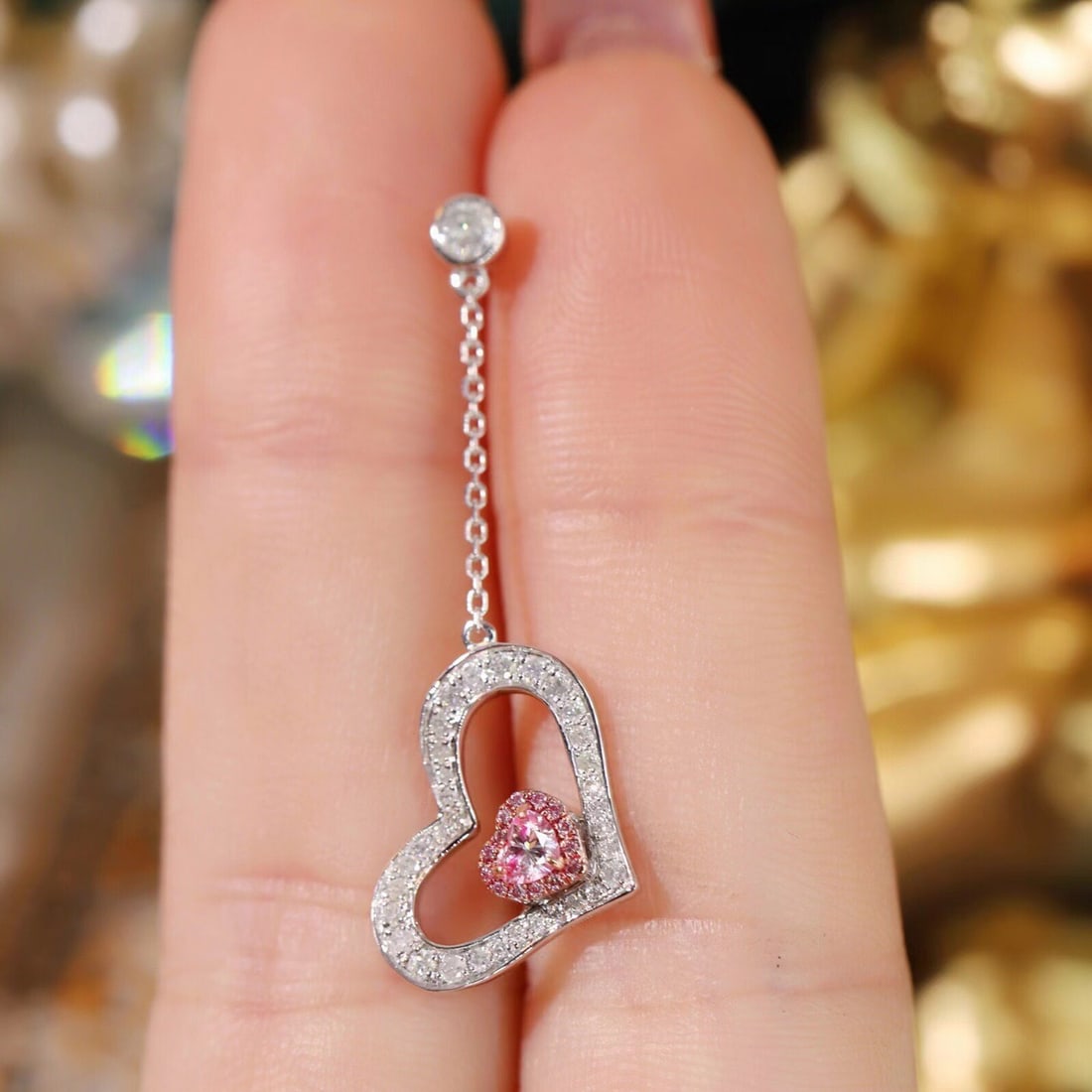 14k Gold 0.80 Ctw Natural Pink Diamond & Diamond Earrings - 5